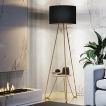 Abajur De Chão Para Sala de Estar Grande Com Pes Moderno Dourado Mesa Lateral Elegante