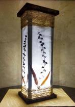 Abajur de chão piso luminária rústico corda com folhagens sala quarto 55 cm altura