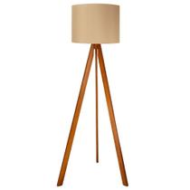 Abajur De Chão Tripé 1,50 Cm Completo Com Cúpula E Fiação Luminária De Piso Para Sala, Quarto Cor:Amadeirado / caqui