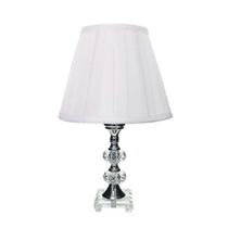 Abajur de cristal com cúpula drapeada branca bivolt 36 cm