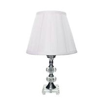 Abajur de cristal com cúpula drapeada branca bivolt 36cm