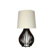 Abajur De Madeira Gota Com Cúpula Em Tecido Retro Vintage