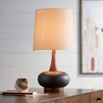 Abajur de Mesa 360 Lighting Andi 62 cm Bronze Martelado com Madeira Abajur de Mesa 360 Lighting Andi 62 cm Bronze Martelado com Madeira