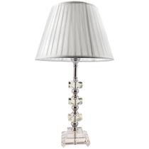 Abajur de Mesa Cristal Ambientes Decorativos Sala Quarto Escritório Lâmpada Led e Cúpula Branca 60cm