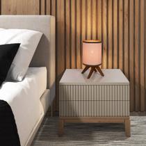 Abajur De Mesa Cristal DMOB Com Cúpula em Palha Natural Abajur De Mesa Cristal DMOB Com Cúpula em Palha Natural