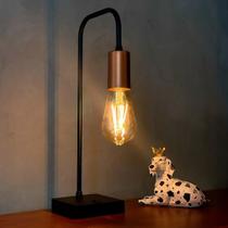 Abajur de Mesa Curvado Preto Com Cobre Para Decoração e iluminação Sala, Quarto, Cabeceira de Cama, Escritório, Casa