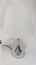 Abajur De Mesa Decoração - Branco Bivolt Cúpula Linho - Amg