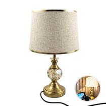 Abajur De Mesa Dourado Esfera Base Metal Com Cúpula Bivolt