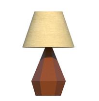 Abajur De Mesa Facetado 60x40cm Cúpula Algodão Crú e Madeira Abajur De Mesa Facetado 60x40cm Cúpula Algodão Crú e Madeira