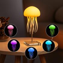 Abajur De Mesa Led Para Quarto RGB Recarregável Água-Viva Controlada Por Voz Inteligente
