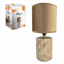 Abajur De Mesa Luminaria Bivolt Ceramica Dourado Art House