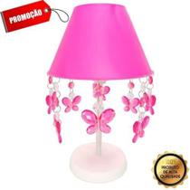 Abajur De Mesa Luminária Infantil Borboletas Decoração Rosa Abajur De Mesa Luminária Infantil Borboletas Decoração Rosa