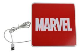 Abajur De Mesa Luminária Marvel Logo Box 110V 15W Abajur De Mesa Luminária Marvel Logo Box 110V 15W