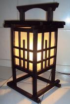 Abajur de mesa luminária oriental estilo japonês rustico 55cm altura sala quarto jardim pousada hotel