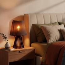 Abajur de Mesa Madeira Rústico E27 Luminária Decorativa Quarto Sala Cabeceira Design Moderno Oslo