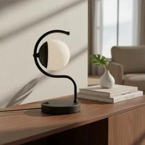 abajur de Mesa moderno Curvado Jabuticaba Com Globo Fosco 10cm Com Lâmpada branco Quente Decoração Casa