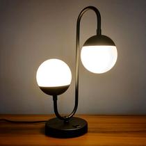 Abajur de mesa Moderno Jabuticaba Jennifer Com Interruptor e Globos Vidro 10cm e Lâmpada branco quente