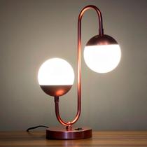 Abajur de mesa Moderno Jabuticaba Jennifer Com Interruptor e Globos Vidro 10cm e Lâmpada branco quente