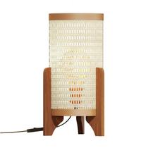 Abajur de Mesa Para Sala Quarto Pé de Madeira e Rattan Luxo
