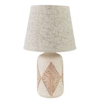 Abajur de Quarto Luminária de Mesa Cor Areia e Cúpula Palha