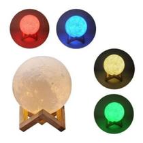 Abajur decoração Sala Quarto iluminação Luz Lua 3d Luminaria 5 cores