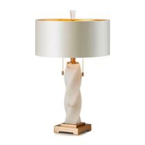 Abajur Decorativo de Mesa Iluminaria Adana em Mármore e Metal - 68x38cm