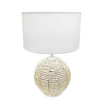 Abajur Decorativo Rattan Natural Cupula Redonda Branca