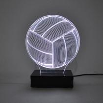 Abajur e Luminária Bola de Vôlei de Acrílico Com LED Branco