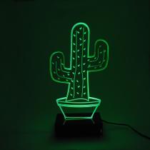 Abajur e Luminária Cacto de Acrílico com LED Verde