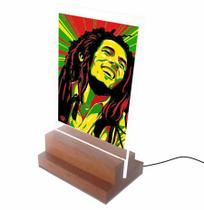 Abajur e Luminária de Led e Acrilíco - Reggae - Bob Marley - Visaoled