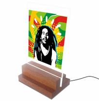 Abajur e Luminária de Led e Acrilíco - Reggae - Bob Marley - Visaoled
