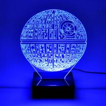Abajur e Luminária Estrela da Morte de Acrílico com LED Azul