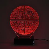 Abajur e Luminária Estrela da Morte de Acrílico com LED Vermelho - Universo Acrílico