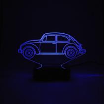 Abajur e Luminária Fusca de Acrílico Com LED Azul - Universo Acrílico