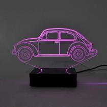 Abajur e Luminária Fusca de Acrílico Com LED Rosa Abajur e Luminária Fusca de Acrílico Com LED Rosa