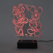 Abajur e Luminária Mickey e Minnie de Acrílico com LED Vermelho