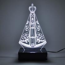 Abajur e Luminária Nossa Senhora Aparecida de Acrílico Com LED Branco - Universo Acrílico