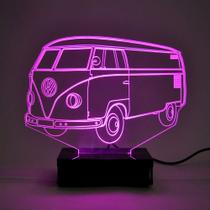 Abajur e Luminária Perua Kombi de Acrílico Com LED Rosa