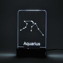 Abajur e Luminária Signo Aquário de Acrílico com LED Branco - Universo Acrílico
