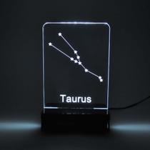 Abajur e Luminária Signo Touro de Acrílico com LED Branco