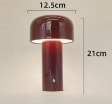 Abajur em Formato de Cogumelo Moderno de Cabeceira Led Recarregável Luminária 3W Bateria 1800mAh