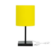 Abajur Eros Cilindrico Amarelo Base Toda Preta Quadrada Abajur Eros Cilindrico Amarelo Base Toda Preta Quadrada