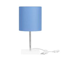 Abajur Eros Cilindrico Azul Base Branco Quadrada Abajur Eros Cilindrico Azul Base Branco Quadrada