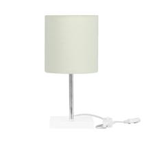 Abajur Eros Cilindrico Bege Base Branco Quadrada
