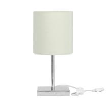 Abajur Eros Cilindrico Bege Com Base Quadrada De Inox