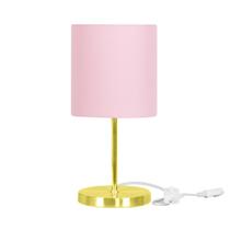 Abajur Eros Cilindrico Rosa Com Base Redonda Dourado