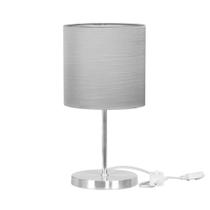 Abajur Eros Cilindrico Shantung Cinza Base Redonda