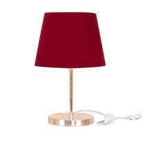 Abajur Eros Dome Vermelho Base Redonda Cobre