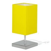 Abajur Eros Quad Amarelo com Base Inox.