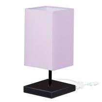 Abajur Eros Quad Rosa com Base Inox toda Preta Abajur Eros Quad Rosa com Base Inox toda Preta